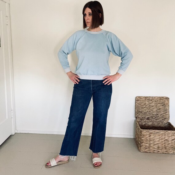80s Baby Blue Ringer Sweatshirt