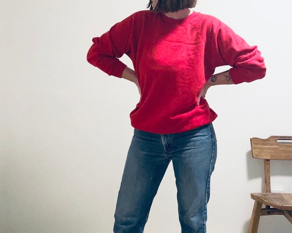 Vintage Fruit of the Loom Red Raglan Sweatshirt