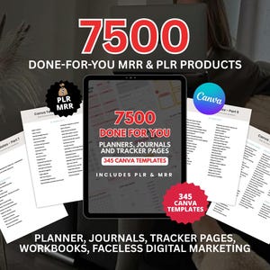 7500 Done For You Digital Product Pages | PLR & MRR Resell Rights | Canva Templates Bundle | Digital Planners Journals Trackers | Make Money