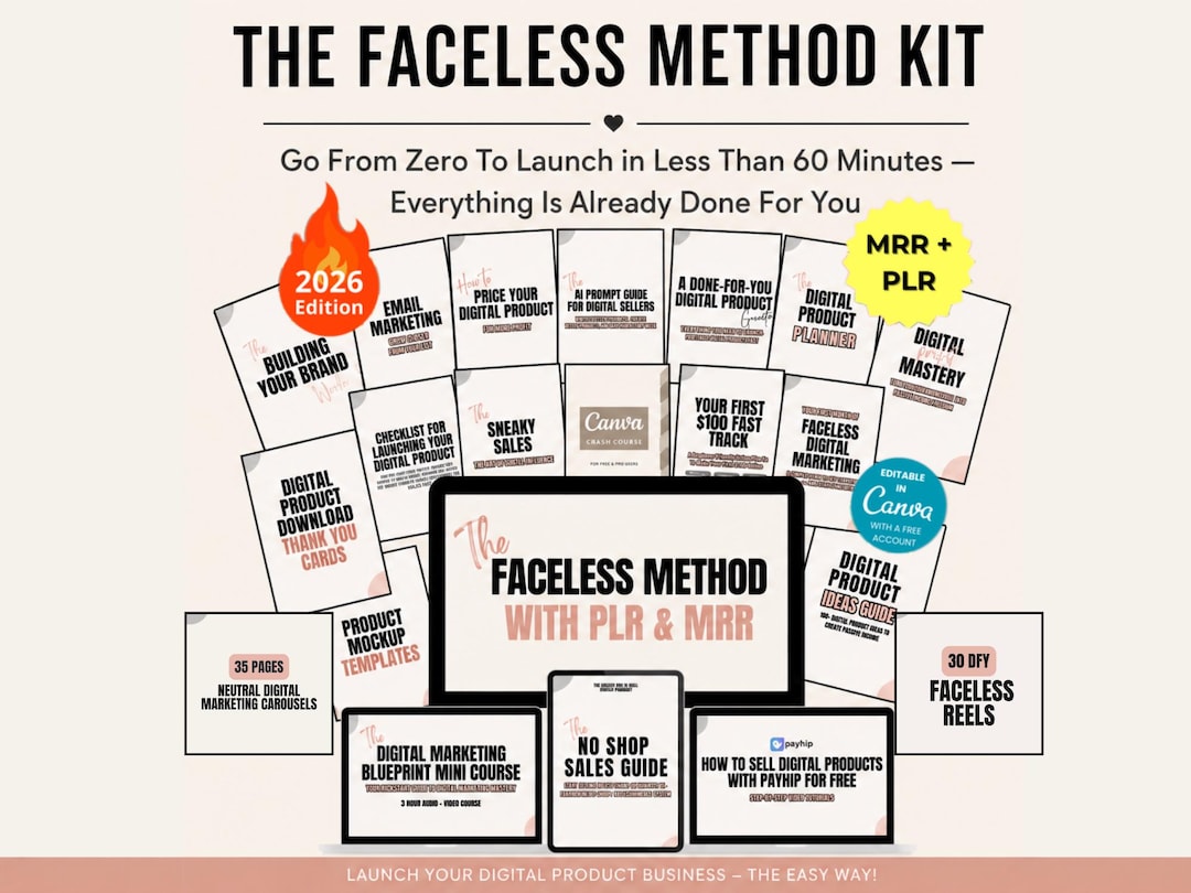 The Faceless Method Kit | Digital Marketing Bundle | Digital Product ...