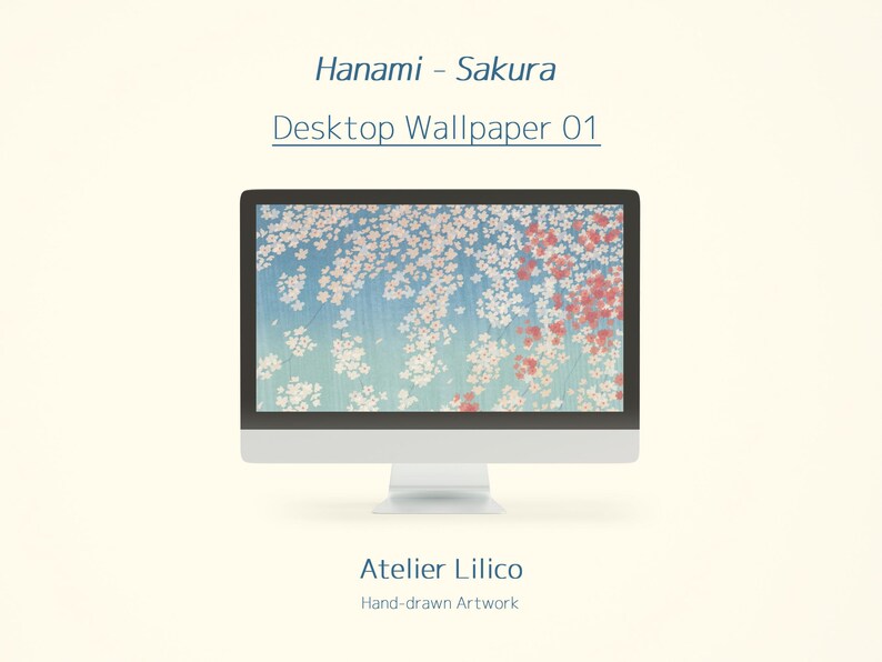 Sakura Cherry Blossom Desktop Wallpaper (01) – Hand-drawn Japanese ...