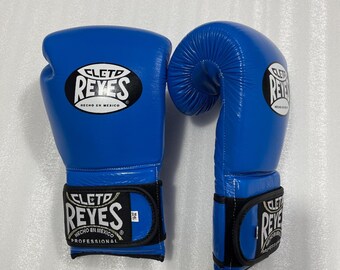 クレト・レイエス ブルーレザー フック＆ループ ボクシンググローブ – 14オンス トレーニング スパーリング ファイトギア
