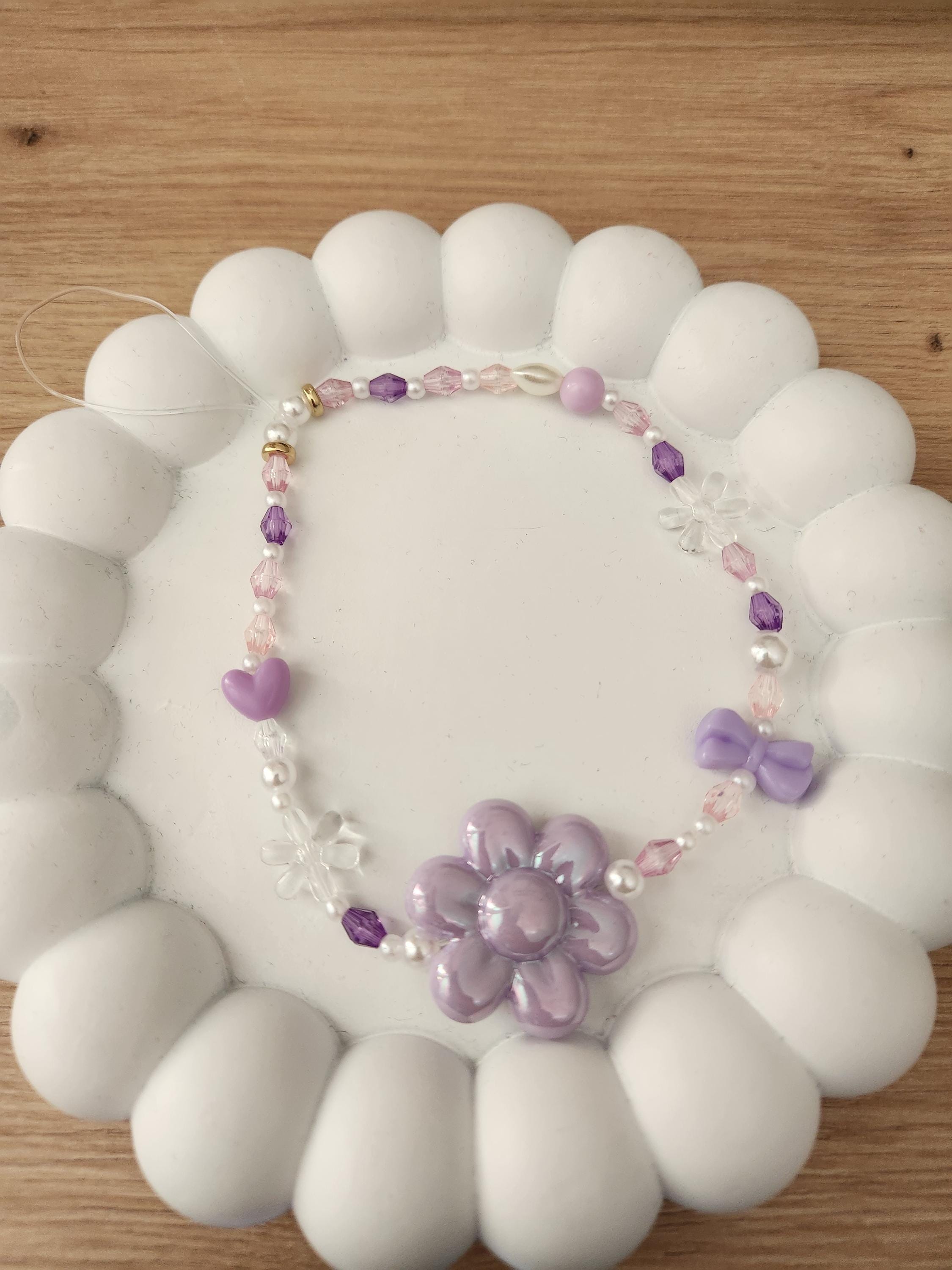 Ciondoli Per Telefono Viola – Perline Lucide – Catena Porta Cellulare Con Bracciale – Fascino Bohémien