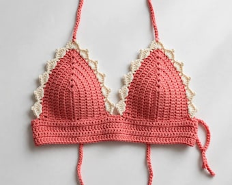 Häkelanleitung für ein Neckholder-Top (PDF) – Bralette, Größen XS bis 3XL, Sommer-Häkeltop mit Spitzenrand, digitale Anleitung für Anfänger