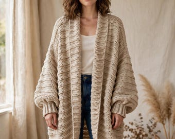 Häkelanleitung für einen Cocoon Cardigan (PDF) – Schulterjacke in den Größen XS bis 3XL, einfache Häkelanleitung für Anfänger, erstes Kleidungsstück, digitaler Download