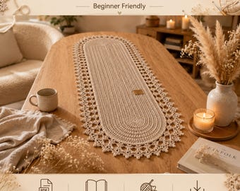 Crochet Pattern | Modern Farmhouse Boho Diamond Table Runner | Instant Download | Lace Table Runner PDF