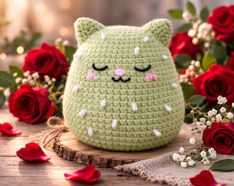No-Sew Cactus Cat Crochet Pattern PDF, Beginner Amigurumi Cat Plush, Cute Kawaii Plushie, Easy Fast Crochet, Instant Download