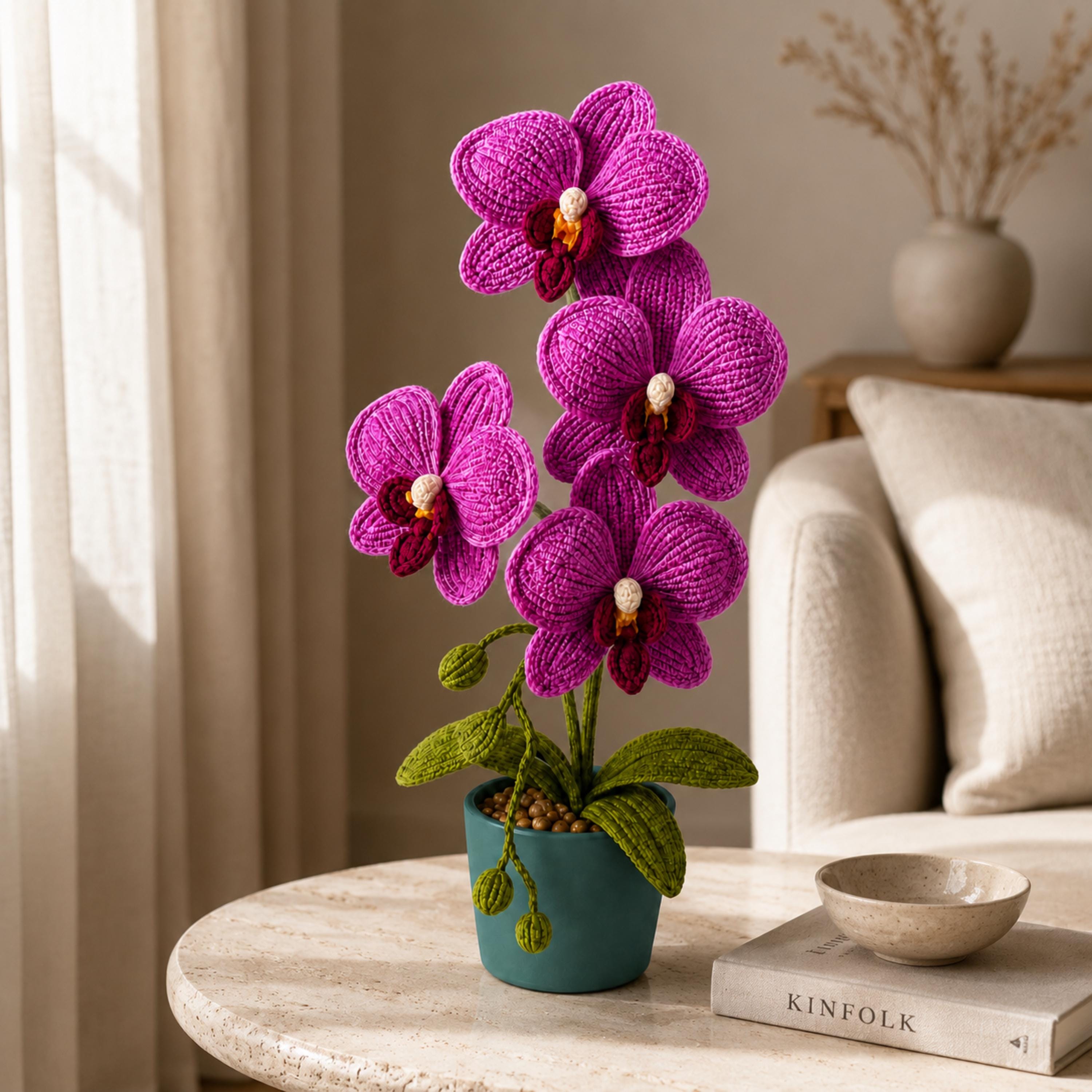 30 Orchid Crochet Patterns to Stitch Elegant Blooms for Home Decor and Gifts 4 Realistic Moth Orchid with a No-Sew Finish