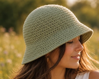 Modern Crochet Bucket Hat Pattern PDF | Beginner Summer Sun Hat | Minimalist Cotton Beach Hat Tutorial | Easy Crochet Hat | Instant Download