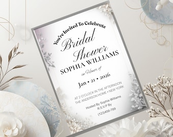 Minimalist Bridal Shower Invitation Template, Modern Editable Printable, Instant Download, She's Getting Married