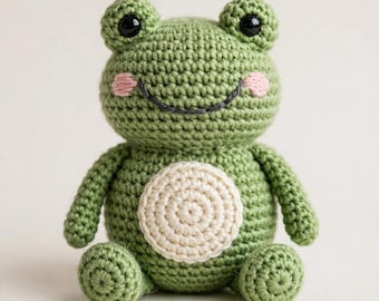 Häkelanleitung für einen Frosch (PDF), Amigurumi-Frosch-Plüschtier-Tutorial, einfaches Häkelspielzeug für Anfänger mit Diagrammen, sofortiger Download