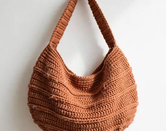 Häkelanleitung für eine Hobo-Tasche (lässige Schultertasche) als PDF, einfache Häkelanleitung mit Diagrammen, Baumwolltaschen-Tutorial, digitaler Download