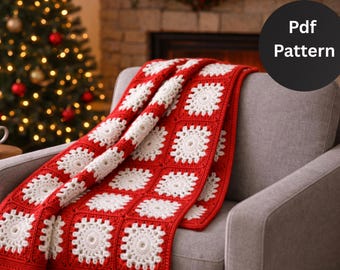 Snowflake Granny Square Crochet Pattern PDF – Easy Winter Motif for Blanket, Coaster, or Garland – Beginner Friendly with Photo Tutorial