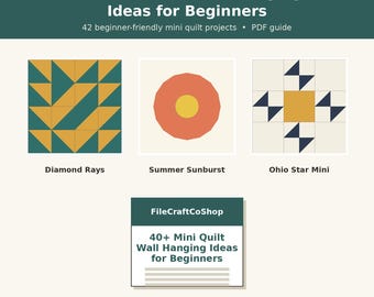 Über 40 Ideen für Mini-Quilt-Wandbehänge für Anfänger, 42 einfache kleine Quiltmuster (PDF), Nähanleitung für Patchwork-Wanddeko
