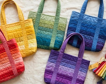 Über 29 Ideen für Jelly-Roll-Tragetaschen | PDF-Schnittmuster für gesteppte Tragetaschen, 30 Anleitungen für Markt- und Geschenktaschen aus Streifenmustern, Nähleitfaden für Anfänger
