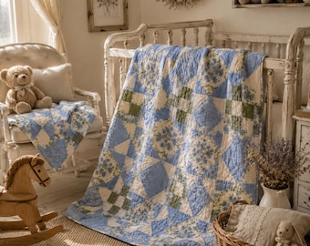Forget-Me-Not Quilt Pattern PDF | Beginner 4-Patch Flower Quilt | Charm Pack & Fat Quarter Friendly | Baby, Lap, Throw Sizes | Easy  Quilt