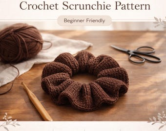 Easy Crochet Scrunchie Pattern | Chunky Ribbed Hair Scrunchie | Beginner Friendly PDF | DIY Hair Accessory
