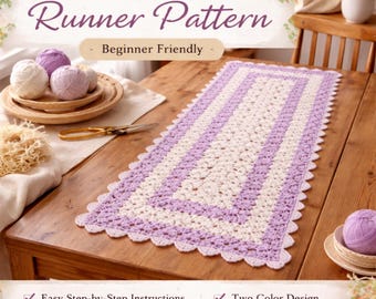 Crochet Table Runner Pattern, Lace Rectangle Runner, Farmhouse Table Decor, Beginner Crochet Pattern, PDF Instant Download