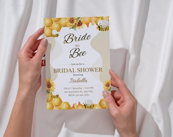 Editable Bee Bridal Shower Invitation, She Found Her Honey Bridal Brunch Invite, Bride to Bee Wildflower Printable Template