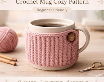 Reusable Crochet Mug Cozy Pattern | Fast Stash Buster, Perfect for Teacher Gifts & Holiday Markets | Beginner Friendly | Instant Download