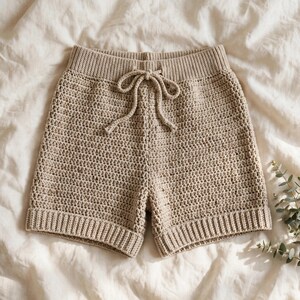 Patrón de shorts de crochet XS-3XL Shorts de pijama para estar en casa PDF, shorts de crochet fáciles con cordón para mujer, shorts de algodón para verano, descarga digital