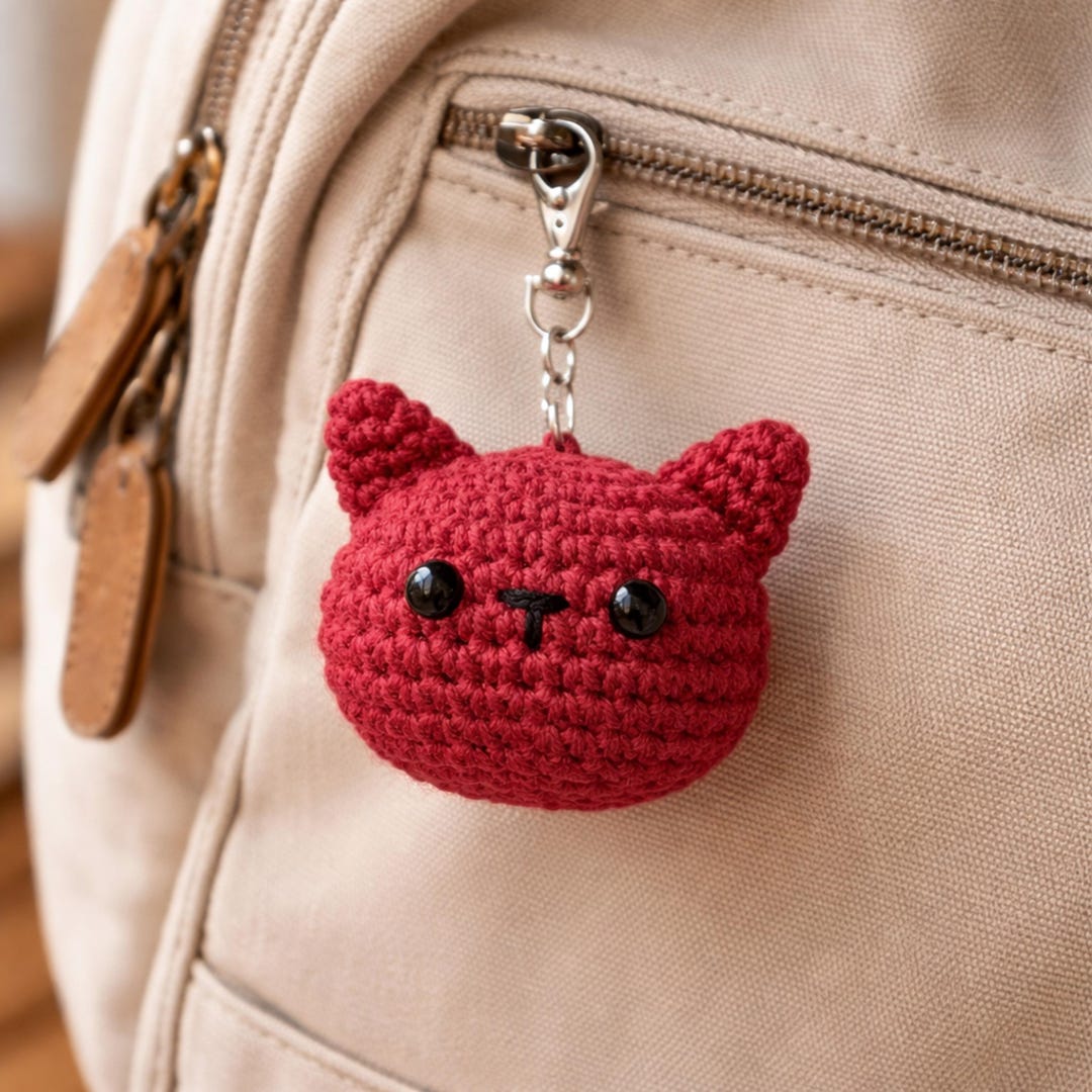 Handmade Crochet Cat Keychain | Mini Amigurumi Kitten Keyring | Cute ...