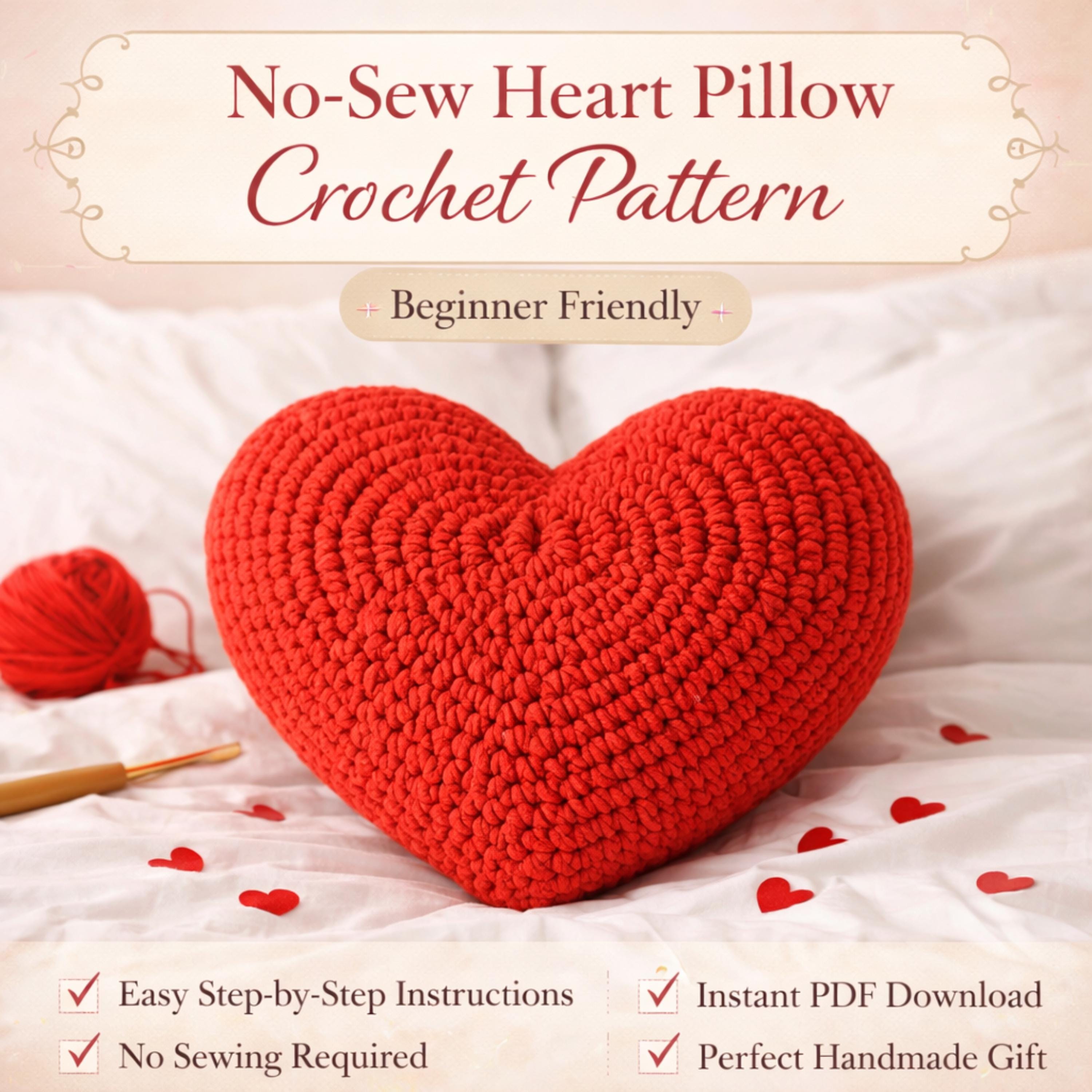 No-Sew Giant Heart Pillow Crochet Pattern