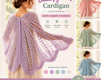Butterfly Wing Lace Cardigan Crochet Pattern | Coquette Romance Lace Cardigan | Romantic Vintage Boho Layering Piece | Instant Download