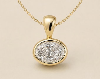3CT Oval Cut Lab-Grown Diamond Pendant Necklace, Gold Elegant Pended, Gift for Her, Bridal Jewelry, Everyday Statement, Bridesmaid Gift