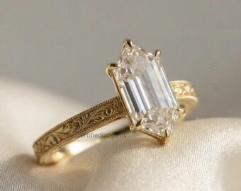 1.5CT Dutch Marquise Cut Moissanite Engagement Ring, 10K 14K 18K Gold, Solitaire Bridal Ring, Vintage Marquise Wedding Ring, Promise Ring