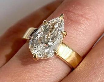 3.5CT Pear Cut Moissanite Engagement Ring 14K Solid Gold Promise Wedding Ring Unique Diamond Anniversary Gift Ring Proposal Ring for Her