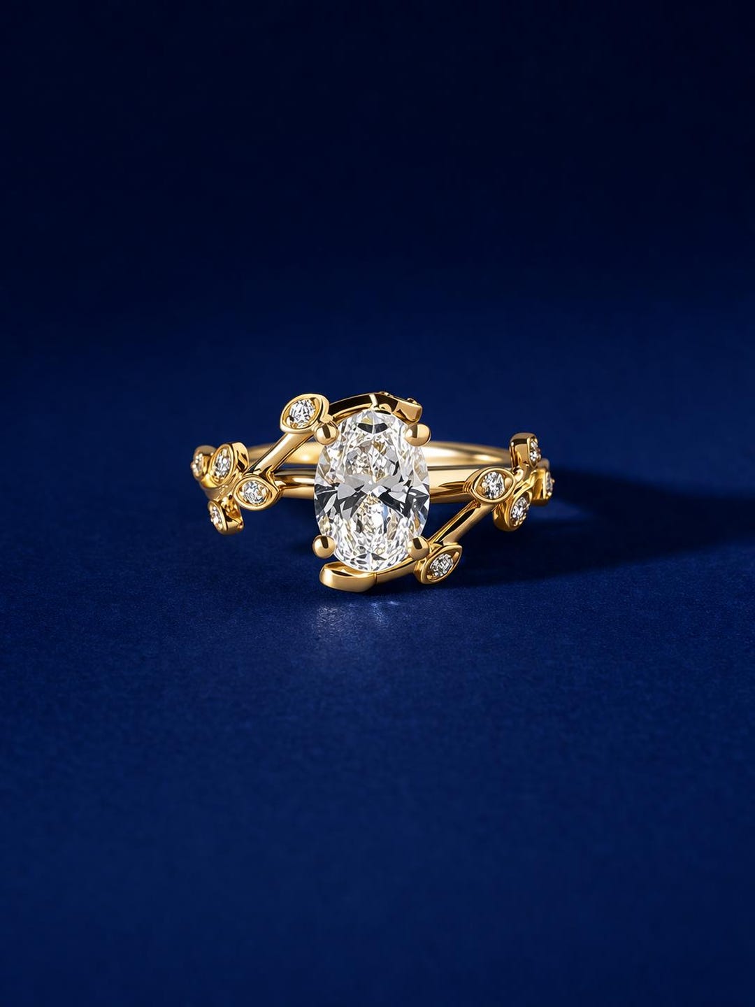 3CT Oval Cut Moissanite Engagement Ring, Solid 14K Gold Wedding Ring ...