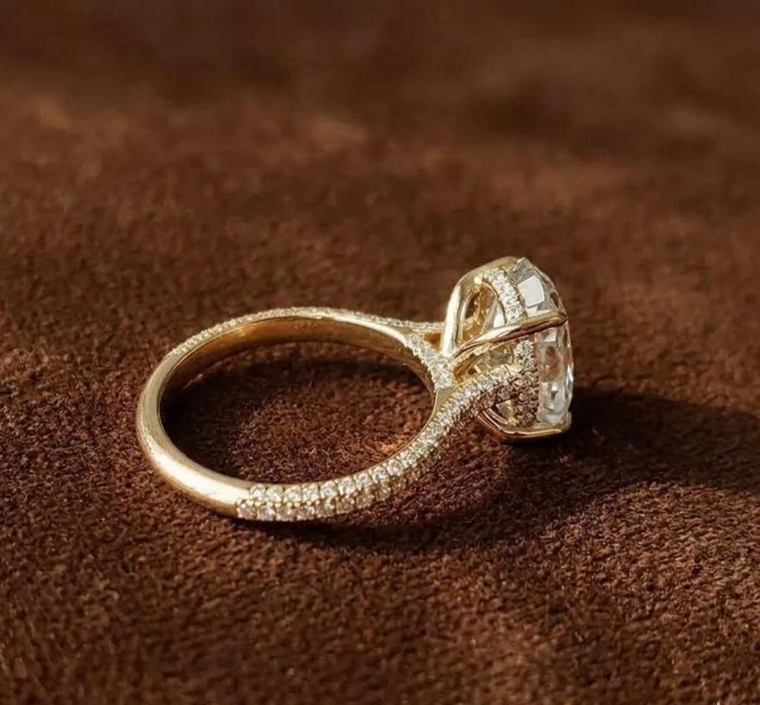 3CT Oval Cut Moissanite Engagement Ring, 14K Gold Bridal Wedding Ring ...