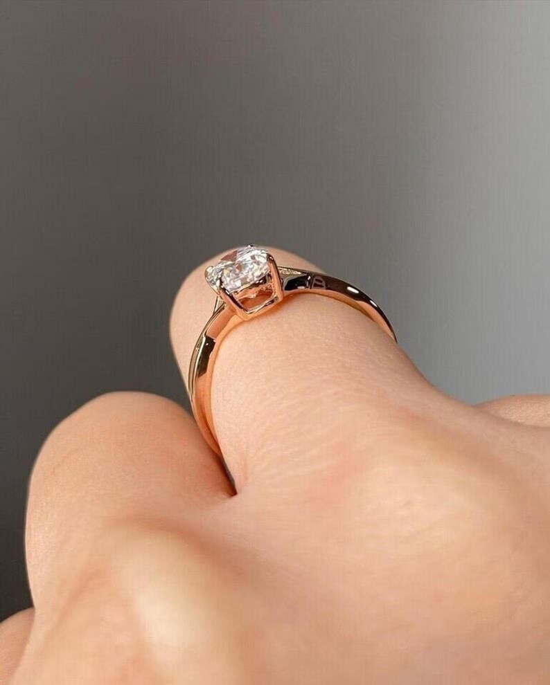 2CT Oval Cut Moissanite Engagement Ring, 14K Solid Yellow Gold Unique ...