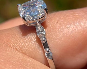 2.5CT Elongated Cushion Cut Moissanite Engagement Ring, Solid 14K Gold Wedding Ring Unique Proposal Gift for Women Fine Jewelry Promise Ring