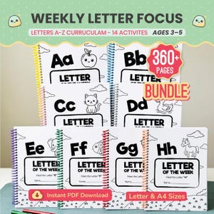 Weekly Alphabet A–Z Worksheets, Preschool Curriculum Printable Tracing & Coloring Toddler Busy Book, Learning Binder