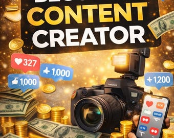 How to Become a Content Creator Ebook Cover | Digital Cover Design | Social Media Ebook | Instant Download