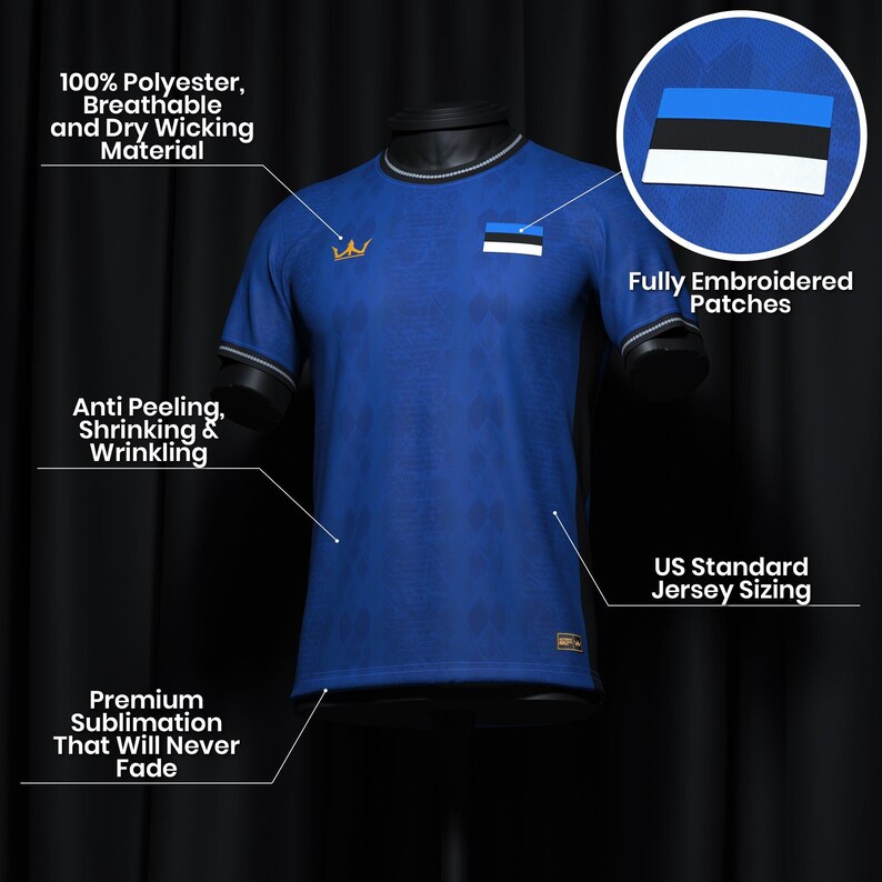 Estonia Heritage custom voetbalshirt – gratis personalisatie, gratis levering afbeelding 6
