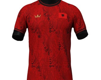Camisa de Futebol Personalizada da Seleção Albânia - Patches Totalmente Bordados e Nome/Número Personalizados - Qualidade Premium