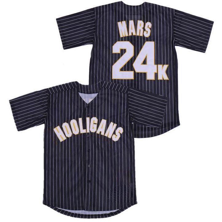 Gold 24K Baseball Jersey, Custom Name Number, Black Red Pinstripe