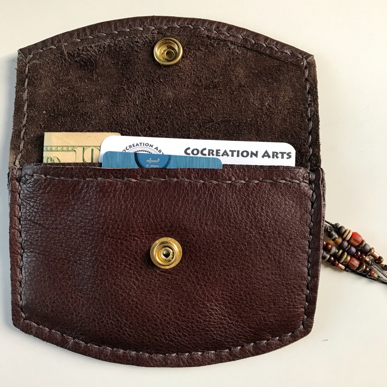 Money Pouch Leather Wallet With Bead Adornments Etsy New Zealand