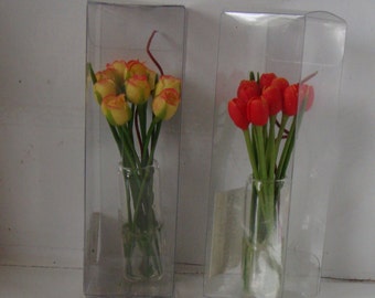 1//12 Beautiful Dollhouse Miniature Filled Garden Bed with Red Tulips #WCFL56