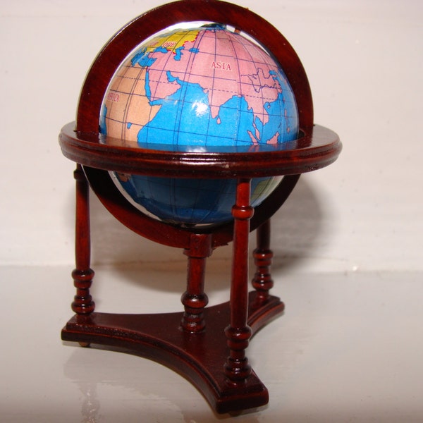 Floor Globe for Dollhouse, Library Miniature Collection, Mini Room Office ,choice of color