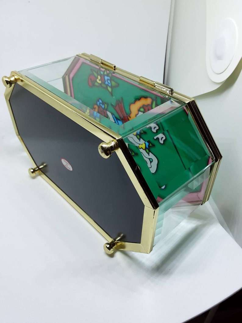 Carousel Horse or Roses Glass Jewelry Box Hinged Lid