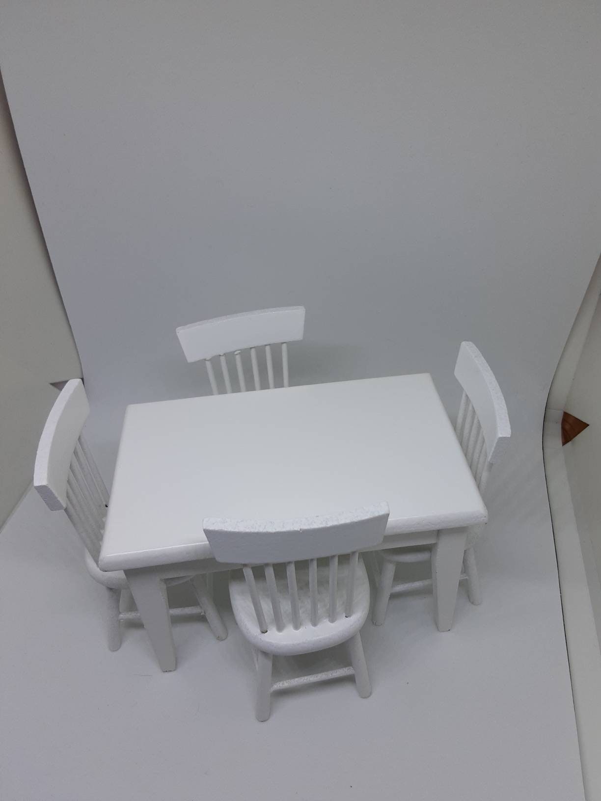 Dining Room Table with Chairs  RB0021/T6339 Dollhouse Miniature White Kitchen 