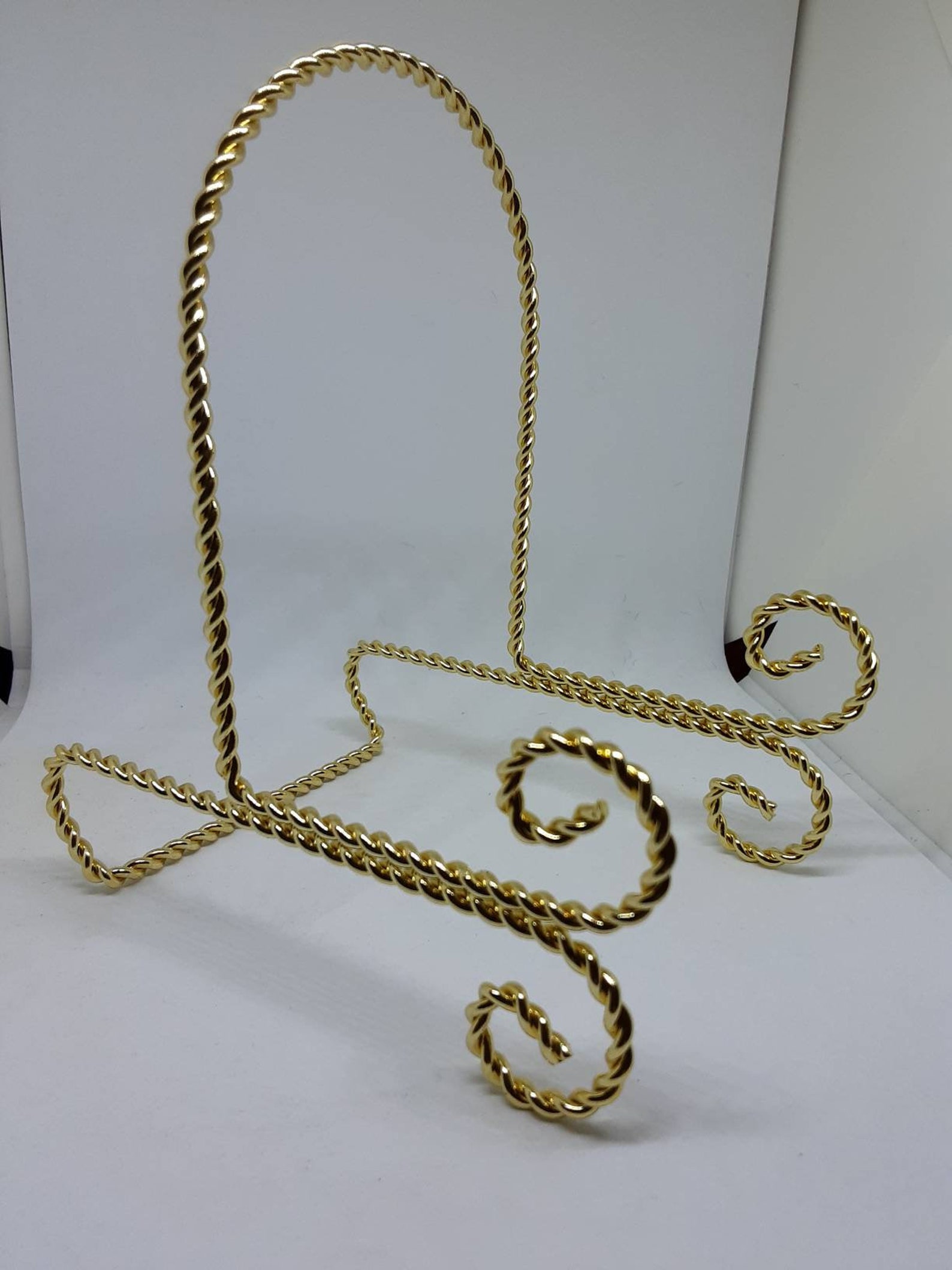 Twisted Wire Plate Holder in Bright Brass and Silver Etsy
