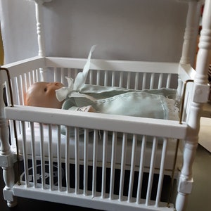 Dolls rocking hot sale crib with canopy