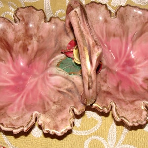 Divided Dish With Handle, Floral Motif, Vintage Ceramic