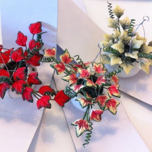 Dollhouse Miniature Ivy Hanging Basket, Multi Colored Ivy, Choice of colors