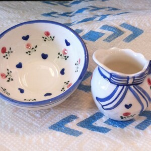 Pitcher & 3&quot; Bowl, Quality Porcelain, Bow Trim , Collectible, 3&quot; Bowl, Sooooo Cute